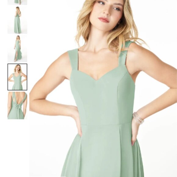 Azazie Julie Bridesmaid Agave A-Line Sweetheart Neckline Chiffon Dress - Picture 8 of 12